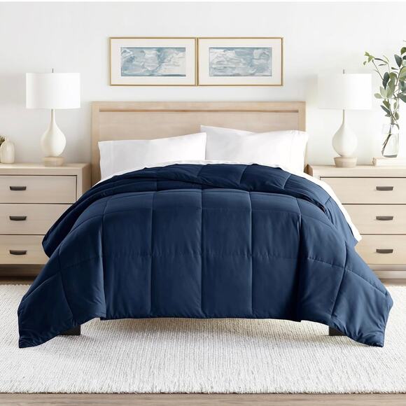 IENJOY HOME Full/Queen Down Fiber Comforter - Luxury Design, Navy, Open Box - Picture 3 of 4